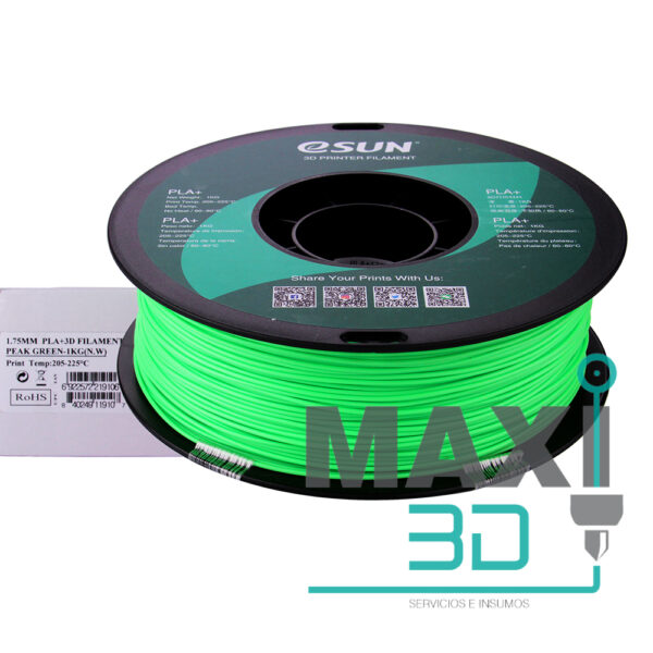 PLA+ 1.75mm 1KG Verde Claro (Peak)- eSUN - Imagen 3