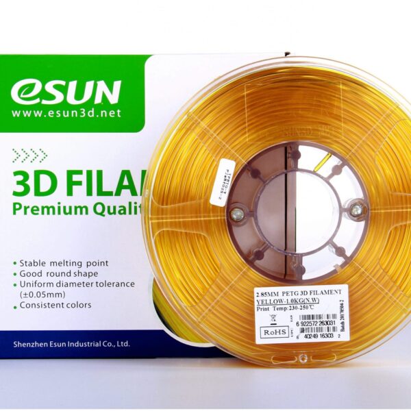 PETG 1.75mm 1KG Amarillo Translúcido- eSUN