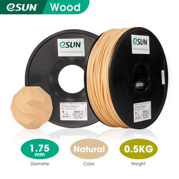 PLA WOOD 1.75mm 0.5KG Madera - eSUN - Imagen 3