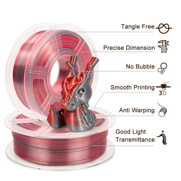 Silk 1.75mm 1KG Magic Dual Color Rojo-Plateado - Imagen 6