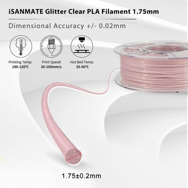 PLA Clear Glitter Cherry Blossom Pink