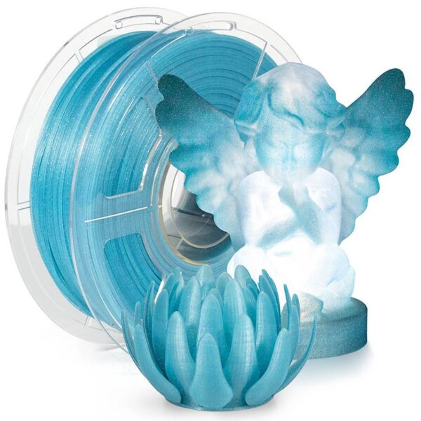 PLA Clear Glitter filament Sky Blue