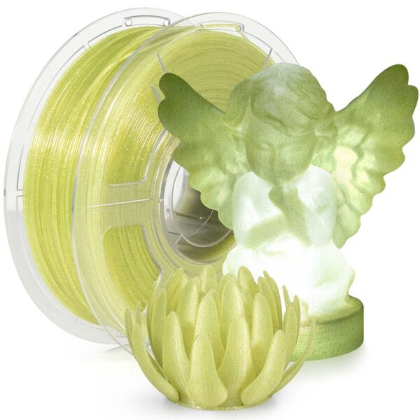 PLA Clear Glitter filament Yellow Green